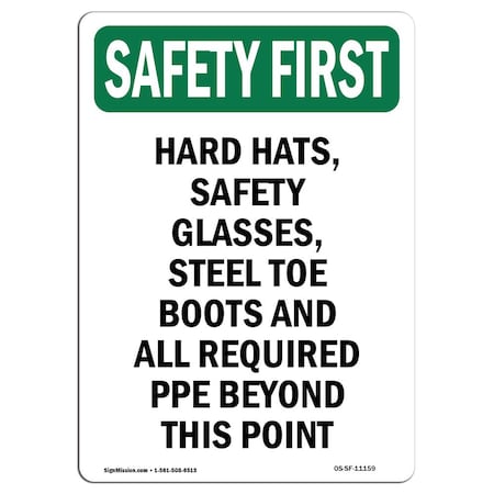 Signmission OSHA Sign, Hard Hats Glasses Steel, 24in X 18in Rigid Plastic, 18" W, 24" H, Portrait OS-SF-P-1824-V-11159